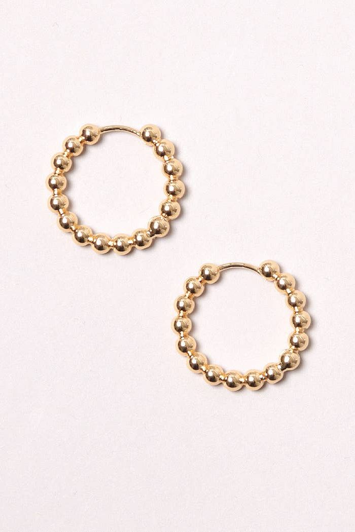 14K Gold-Dipped Ball Hoop Earring