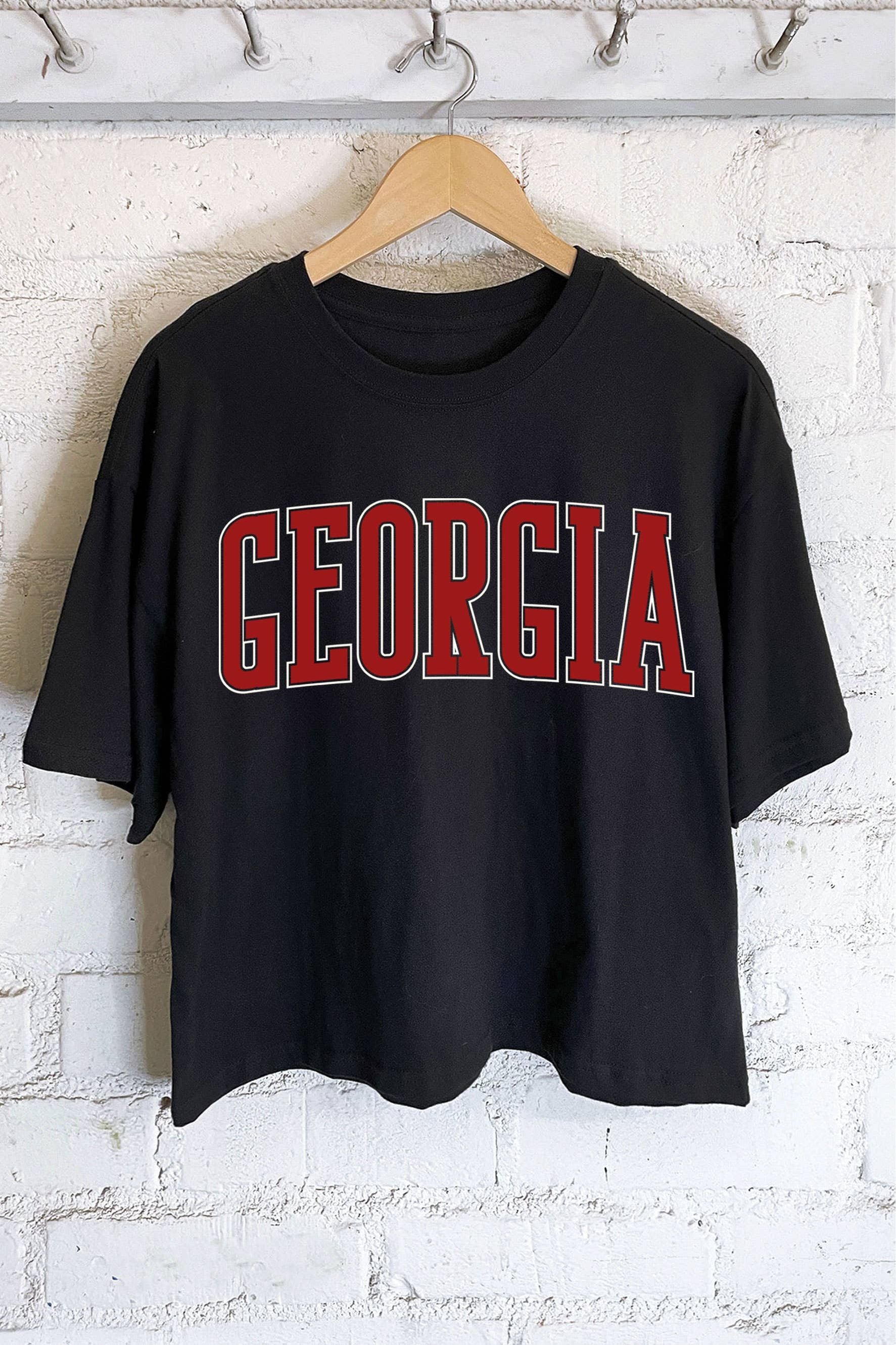 GEORGIA PUFF PRINT GRAPHIC LONG CROP TOP