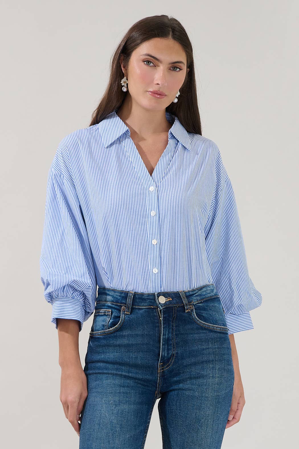 Tailored Take Blue Stripe Button Down Shirt