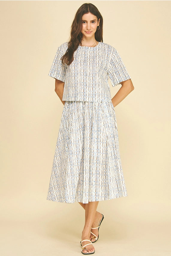 Cool As Can Be Printed Midi Skirt with High Waist and Matching Set Option
