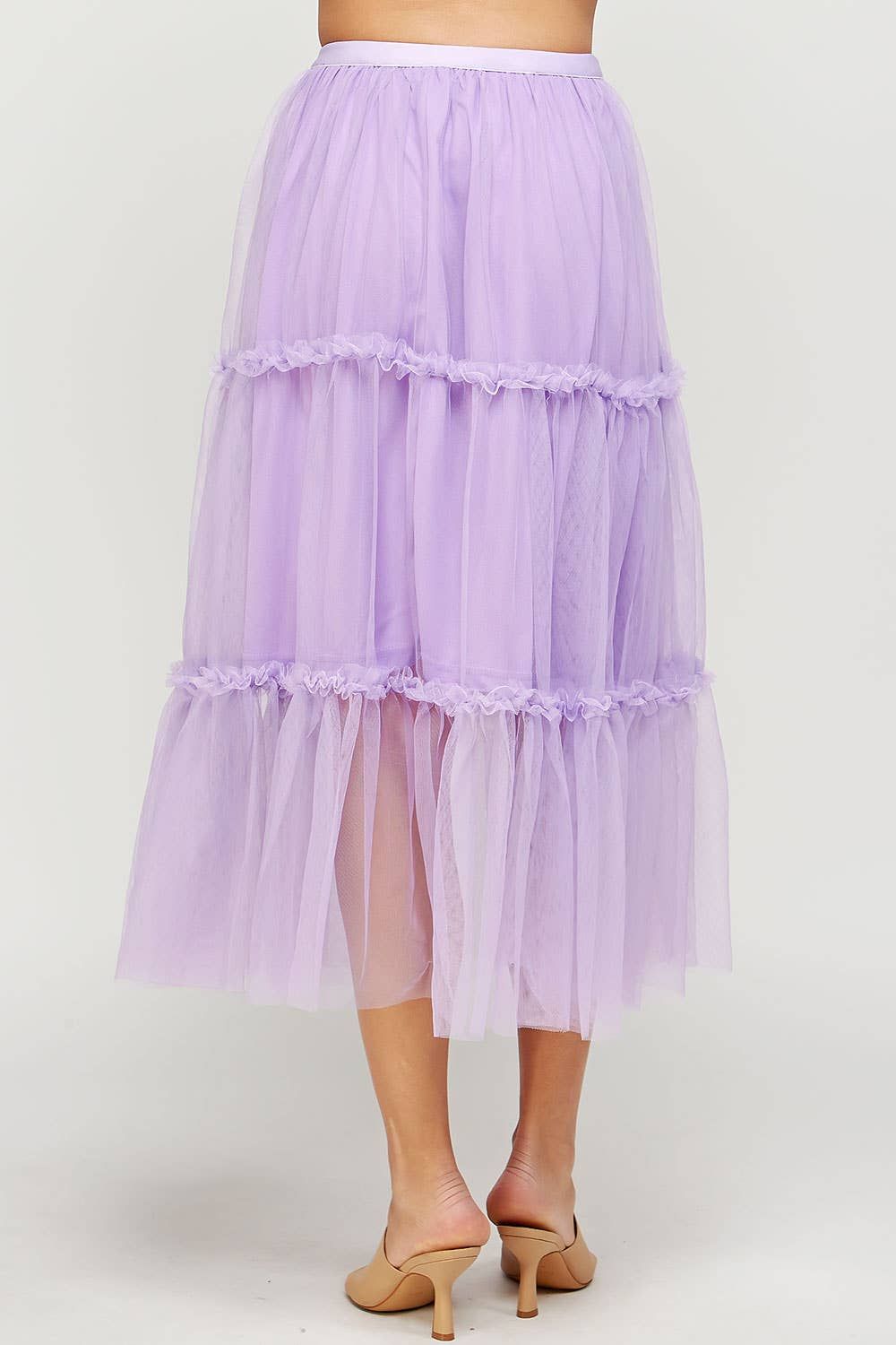 Tulle Midi Skirt With Mini Ruffles
