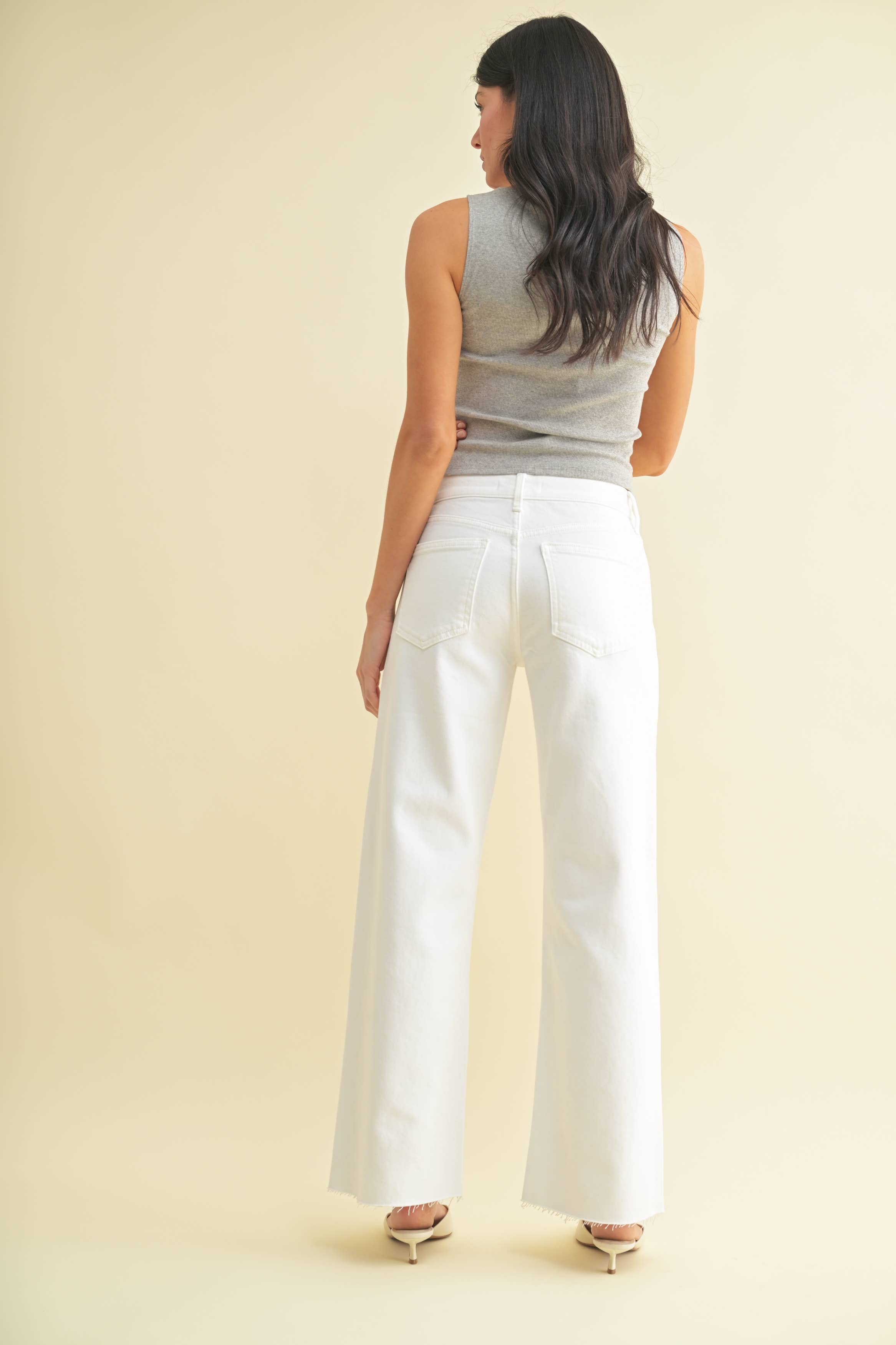 Model off Duty Hi-Rise White Straight Leg Denim Pants