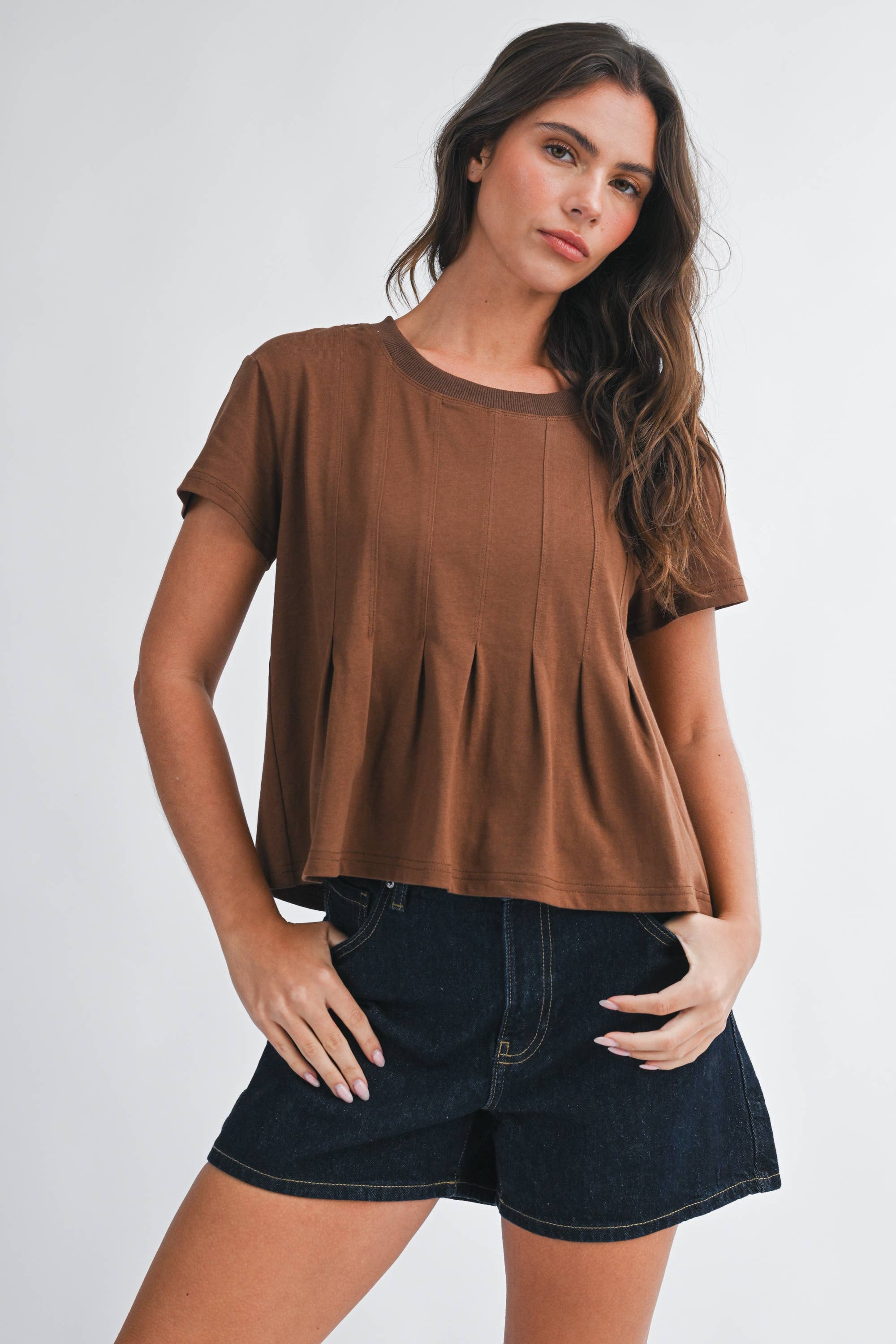 Pleat Me Be Pleated Short Sleeve Knit Top