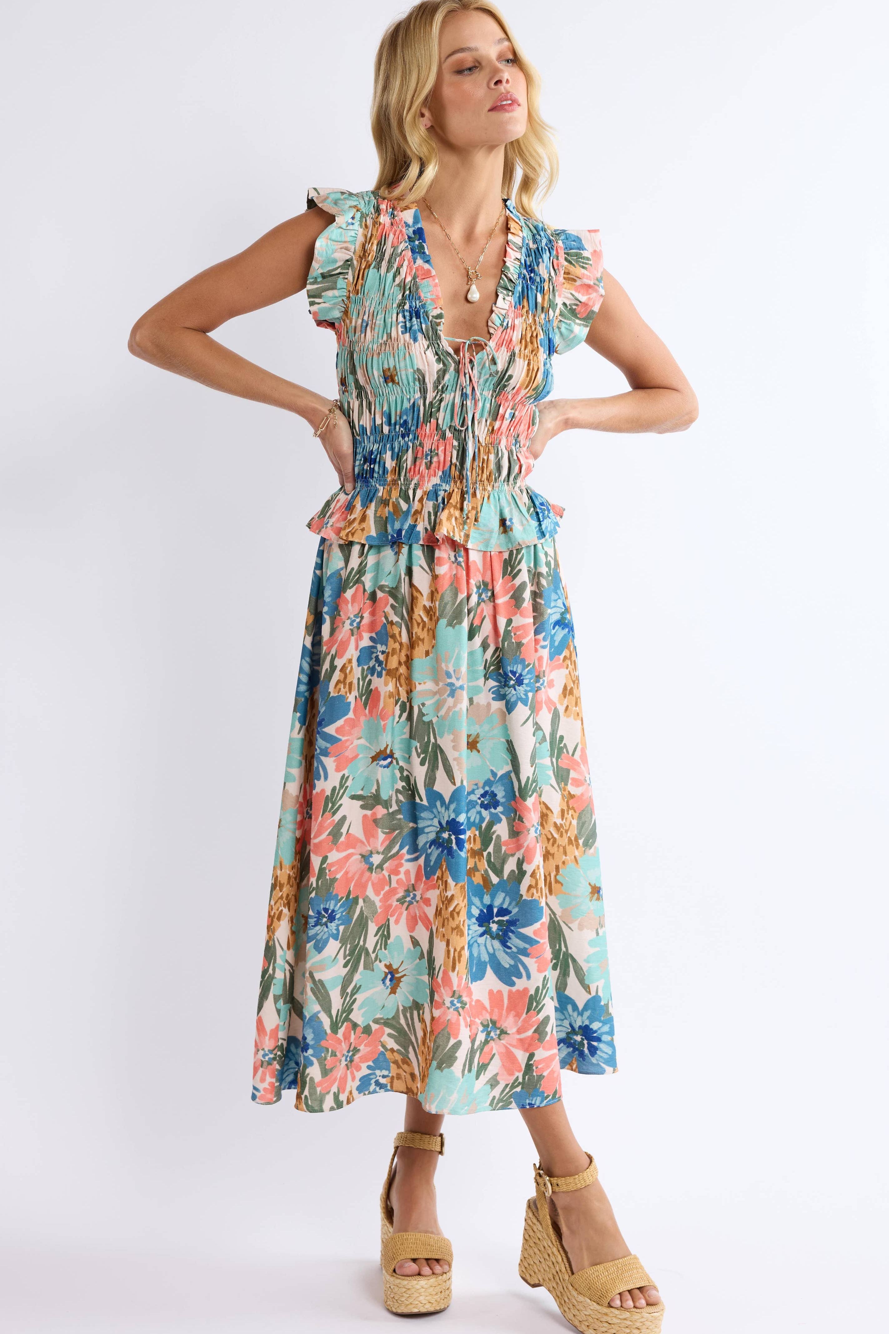 Shop Local Smocked Bodice Midi Dress