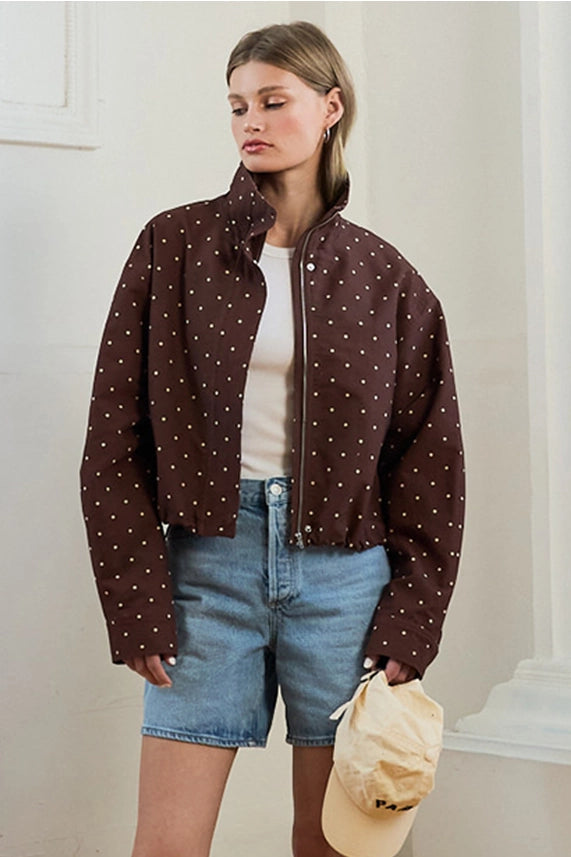 Polka Dot Drawstring Jacket