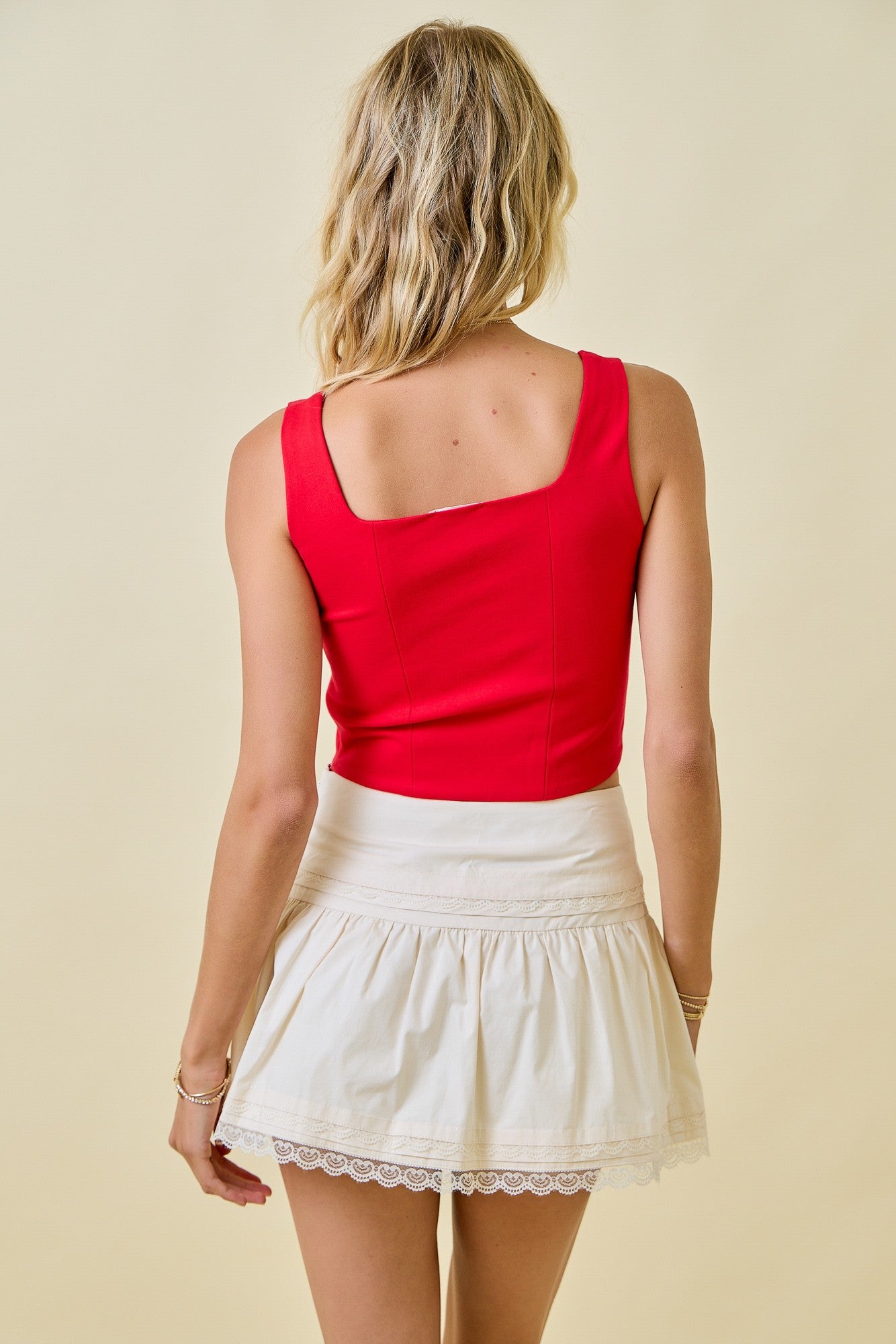 Crush Worthy Red Square Neck Cropped Tank Top
