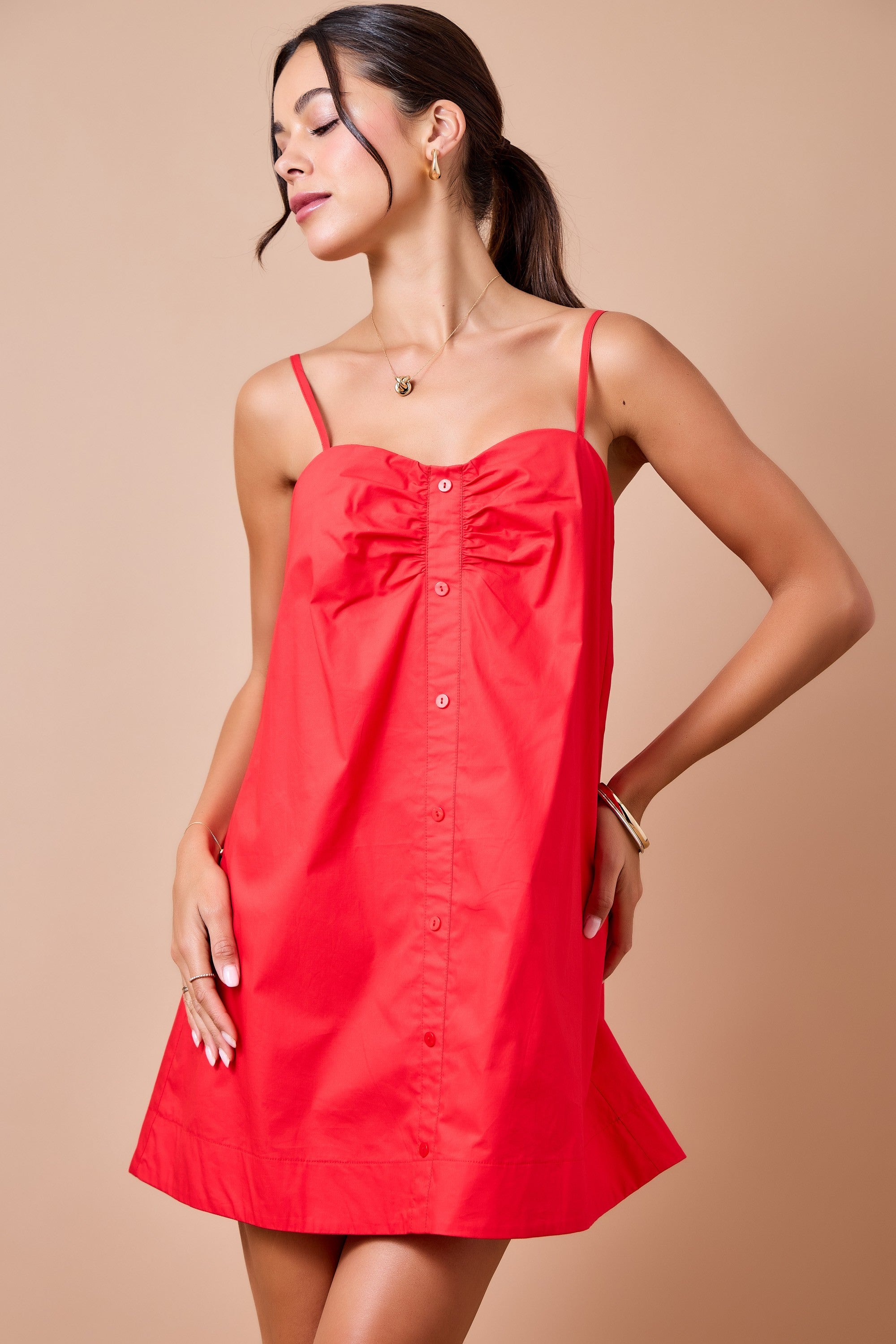 Cutie Pie Button Front Swing Mini Dress