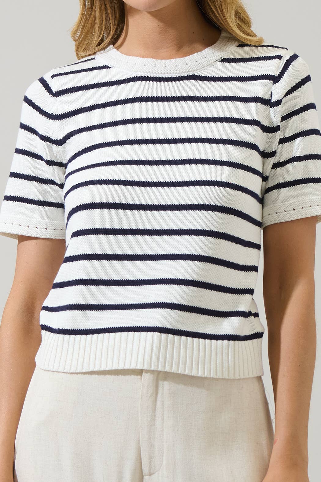 Tessie Stripe Short Sleeve Sweater Top