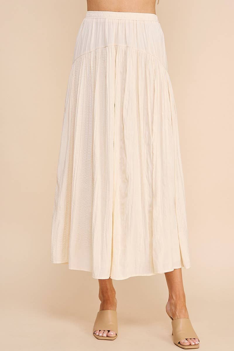 Flowy Crinkle Sateen Maxi Skirt