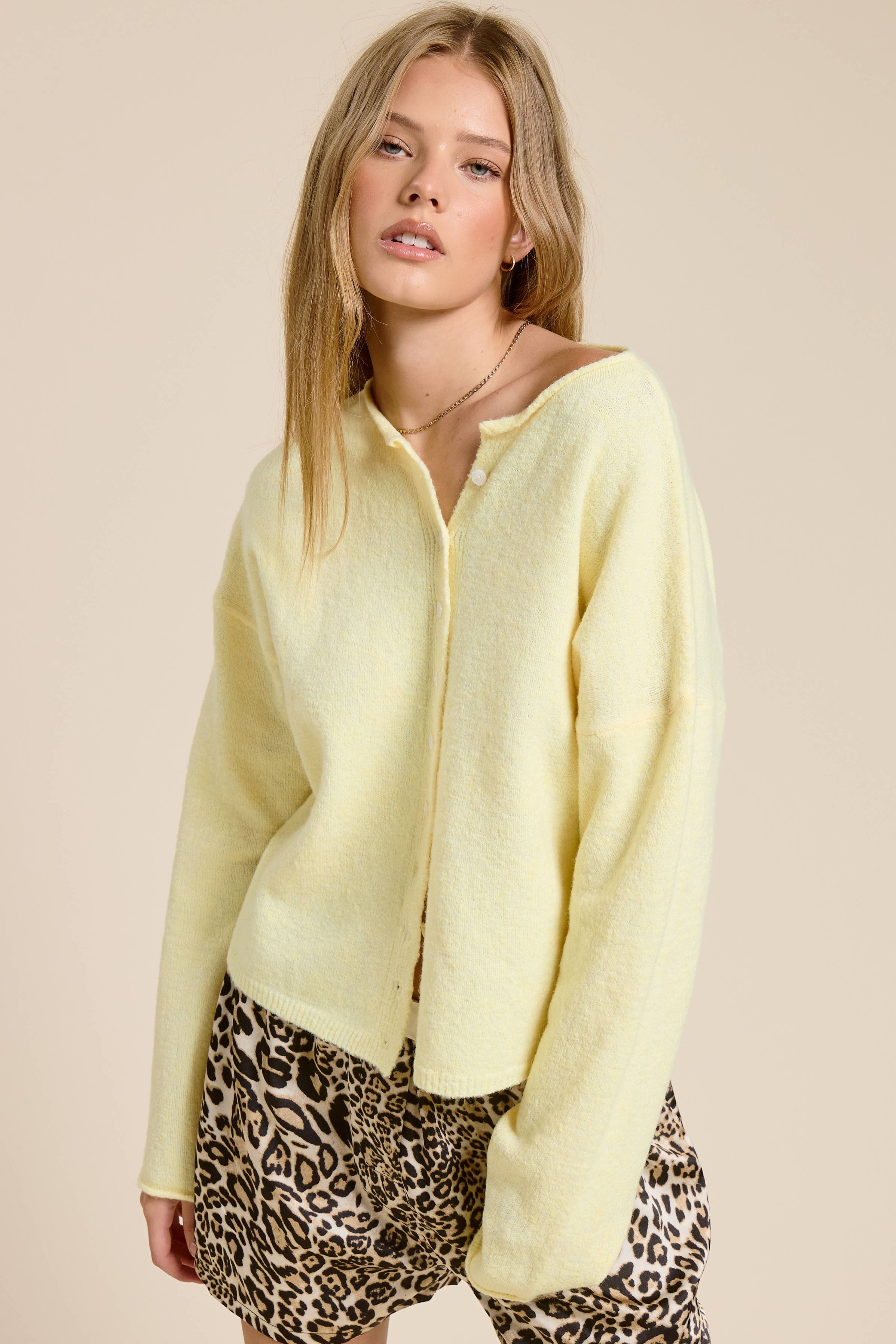 Essential Button Down Cardigan Top