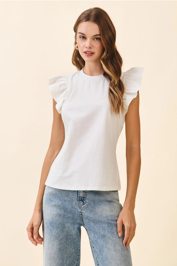 Flutter By Ruffle Sleeve Mock Neck Top