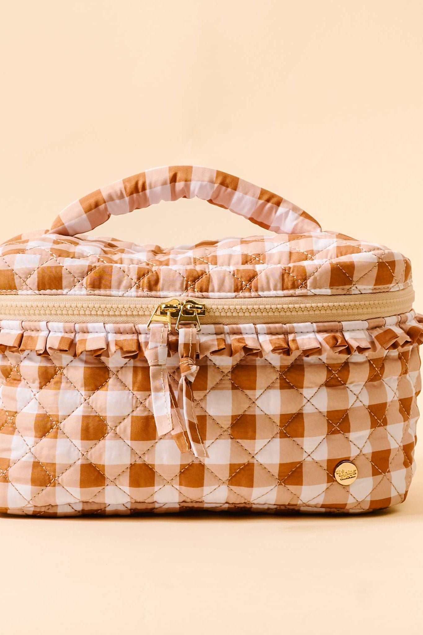 Glam & Go Quilted Cosmetic Bag-Maple Gingham