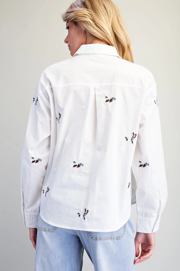 Duck Dynasty Embroidered Duck Button Down Shirt