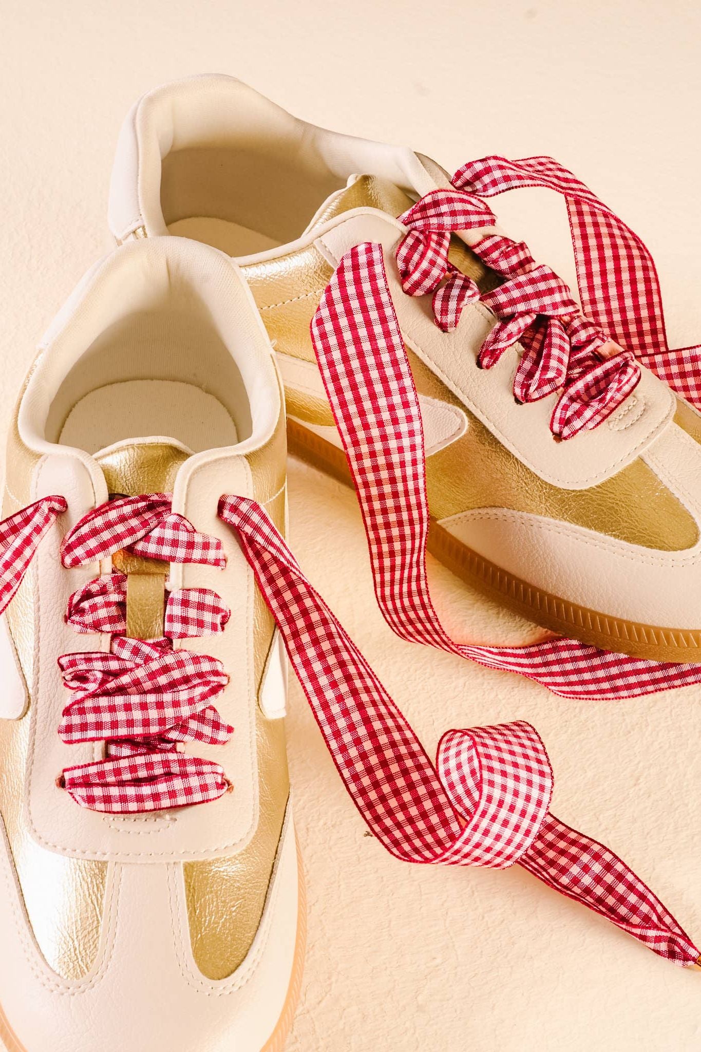 Step It Up Shoelaces-Gingham Red