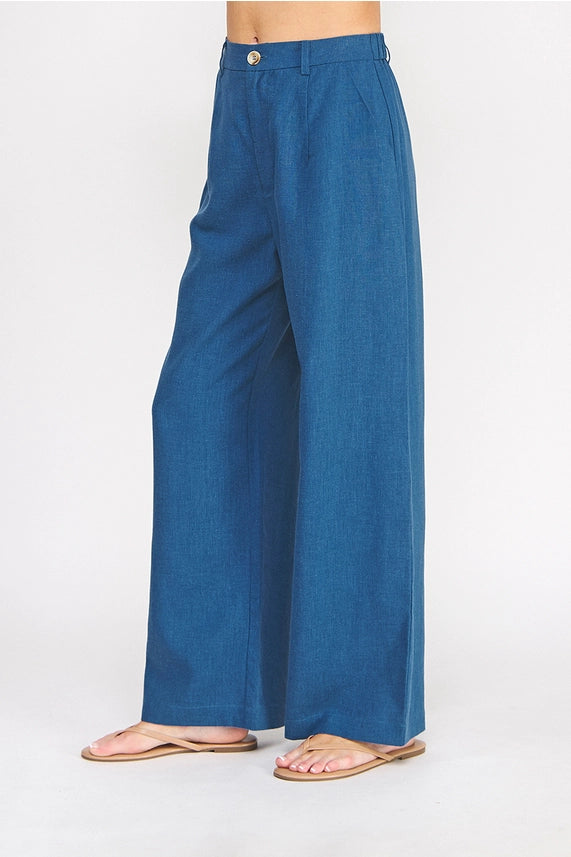 Off Duty Model Denim Inspired Wide Leg Trousers with Relaxed Fit