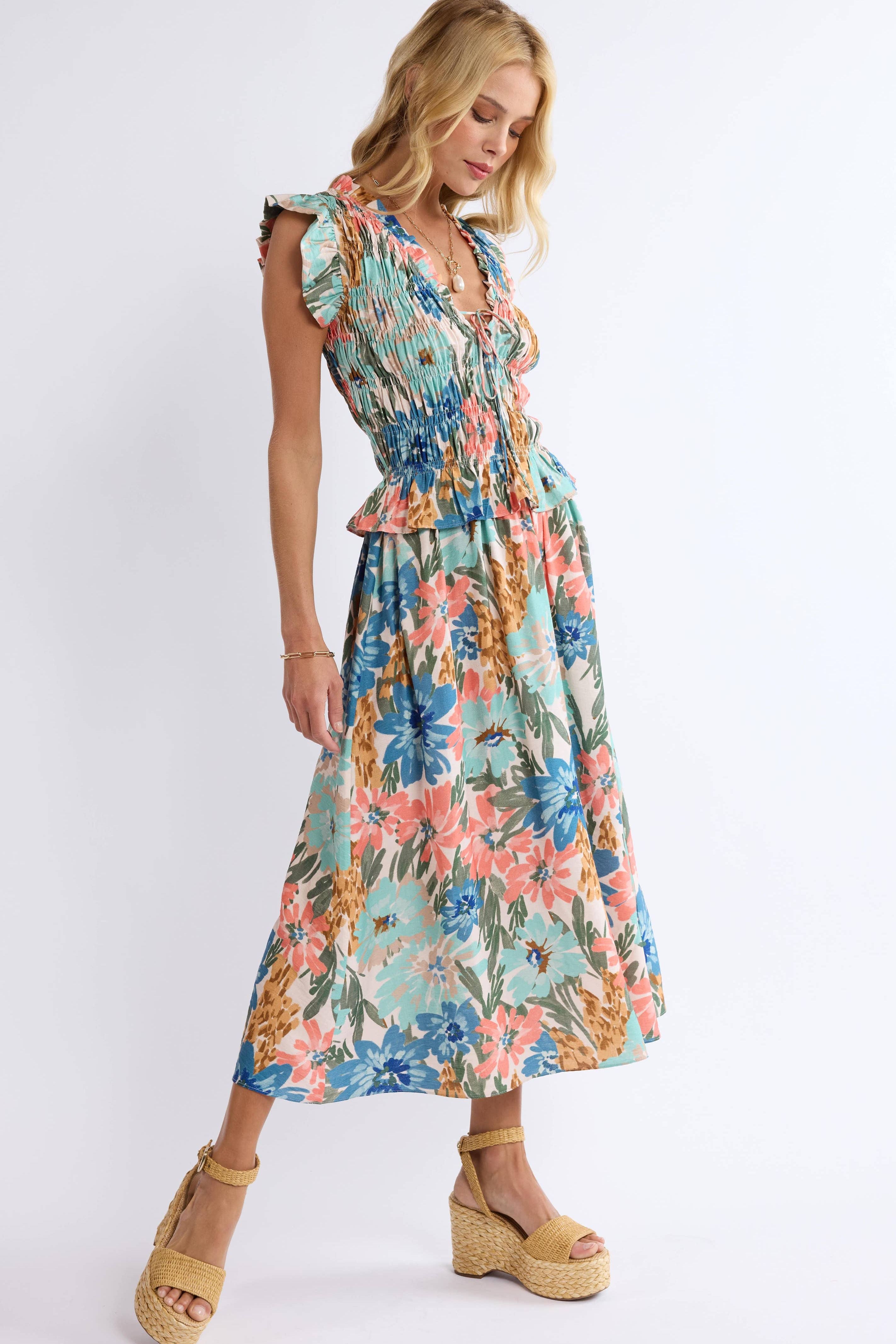 Shop Local Smocked Bodice Midi Dress