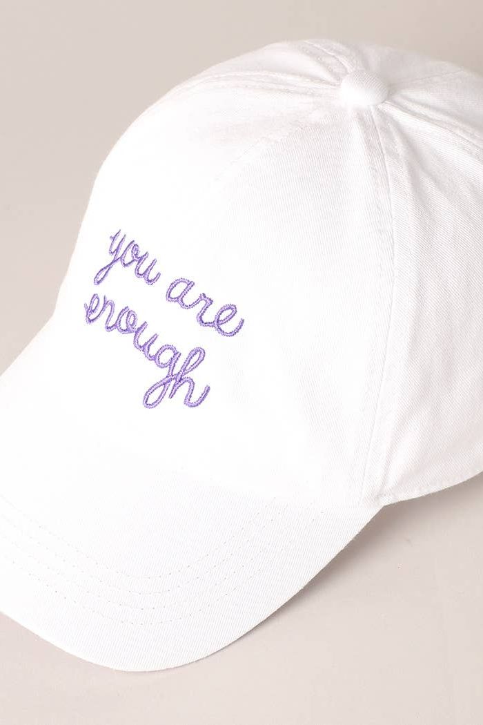 You Are Enough Embroidered Letters Baseball Cap