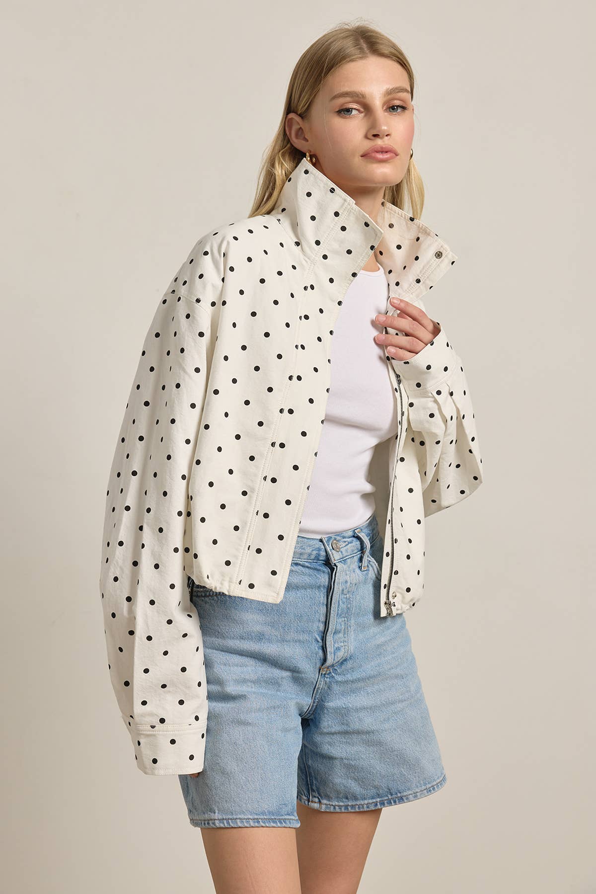 Polka Dot Drawstring Jacket