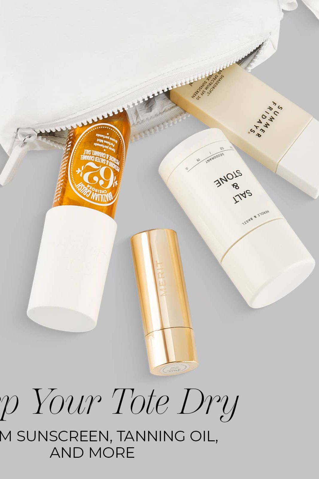 Ivory Pearl Bow Waterproof Beach Zip Pouch