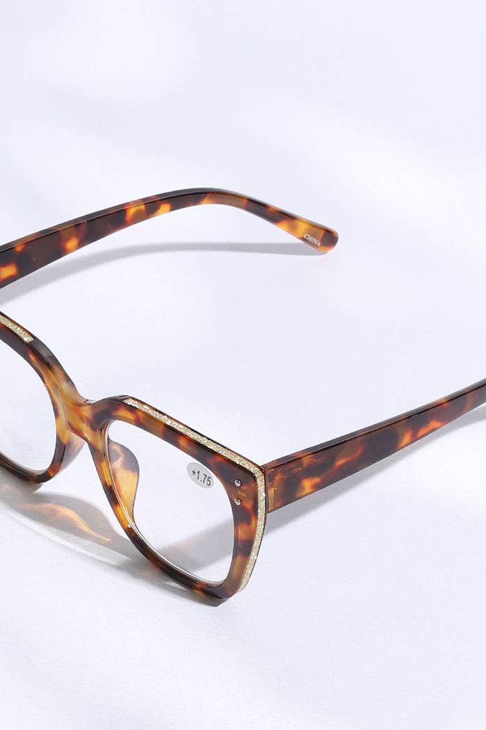 Wide Frame Glitter Side Fashion Reading Glasses