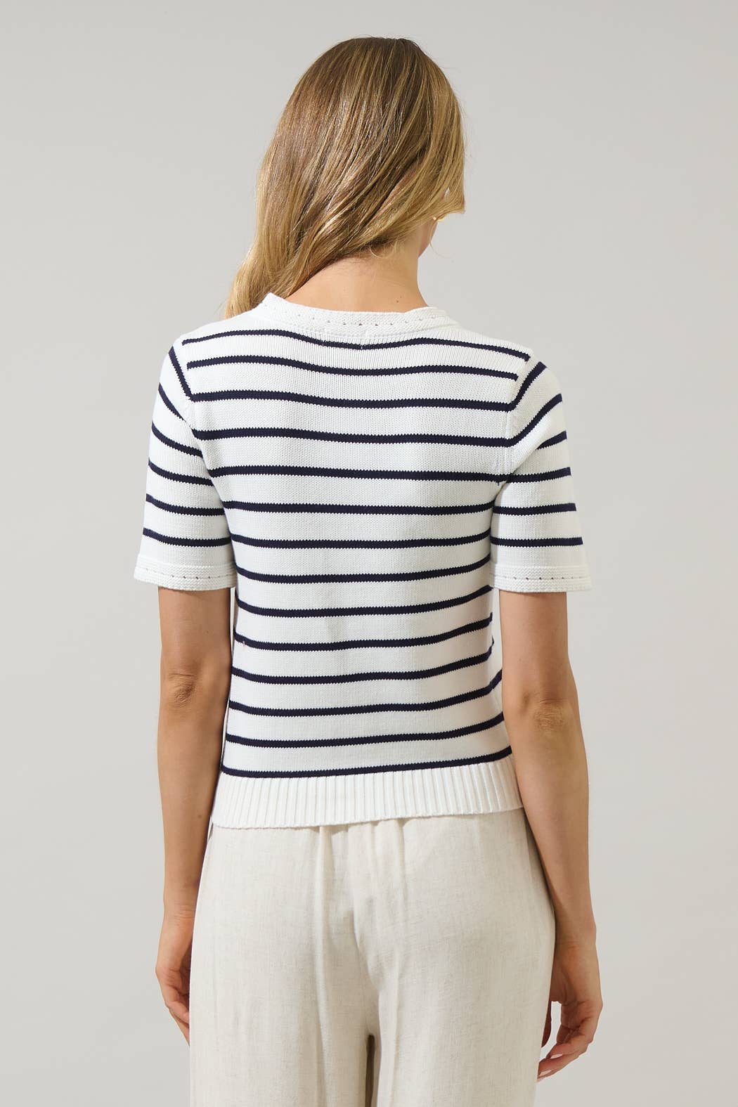 Tessie Stripe Short Sleeve Sweater Top