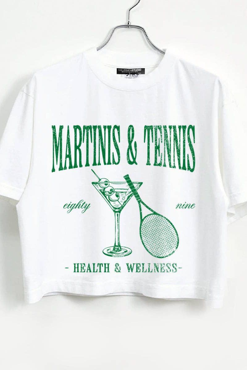 Martinis & Tennis Crop Tee