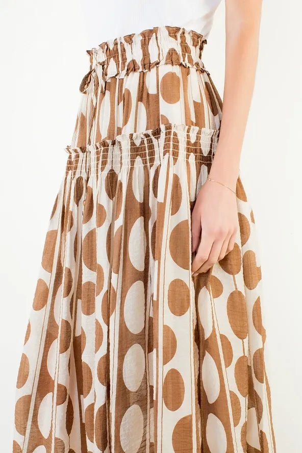 Circle Back Abstract Dot Print Midi Skirt