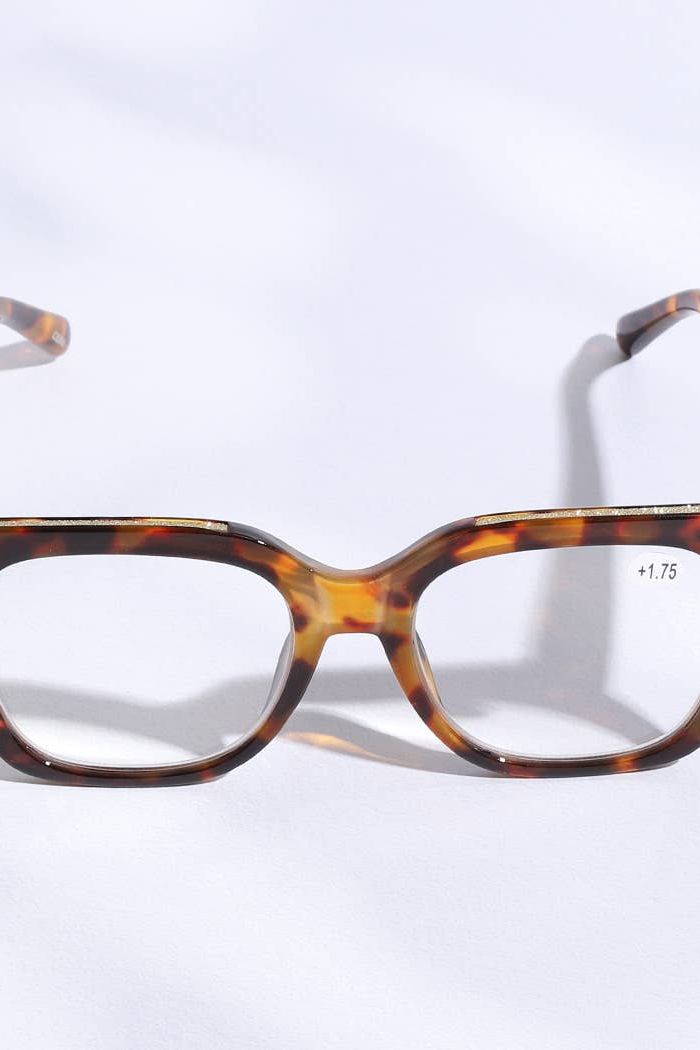 Wide Frame Glitter Side Fashion Reading Glasses