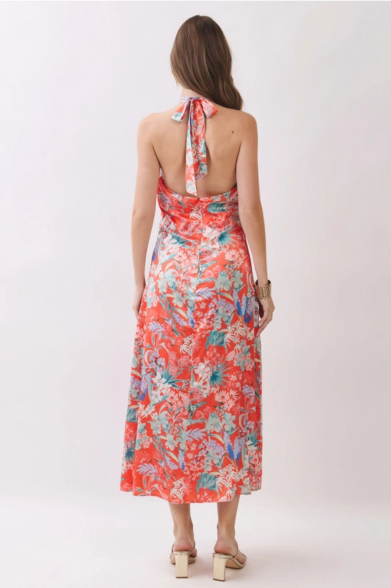 Paradise Found Floral Halter Neck Maxi Dress