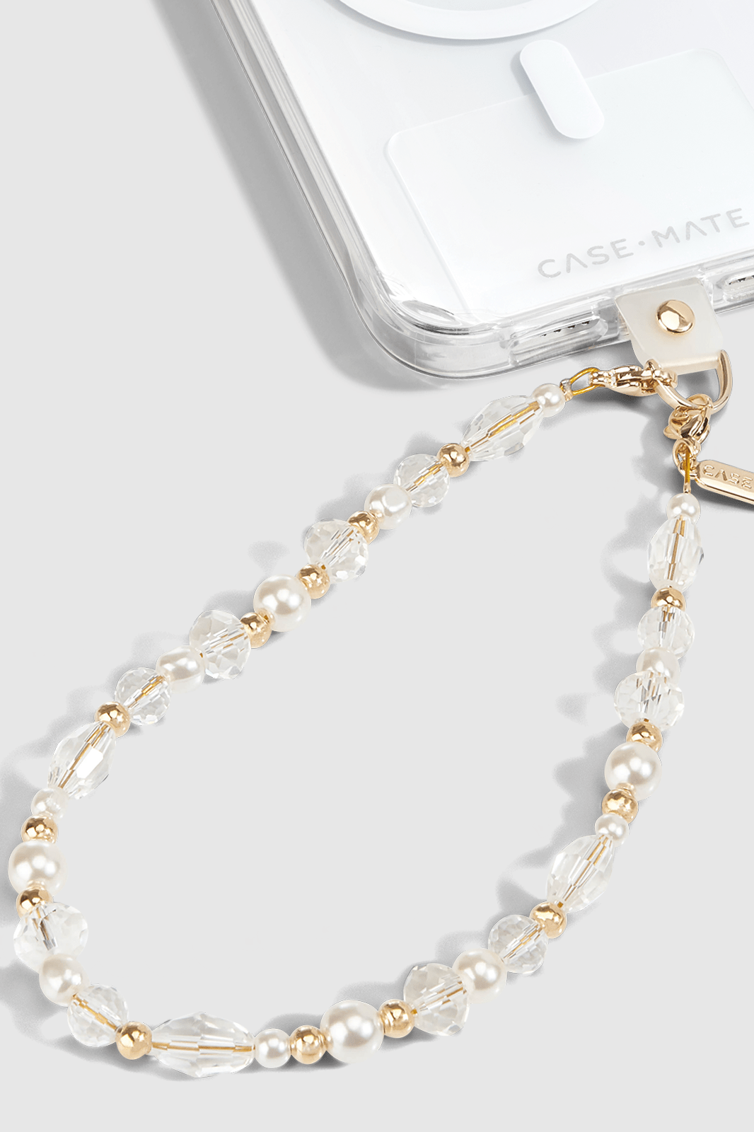 Crystal Pearl Gold Phone Charm