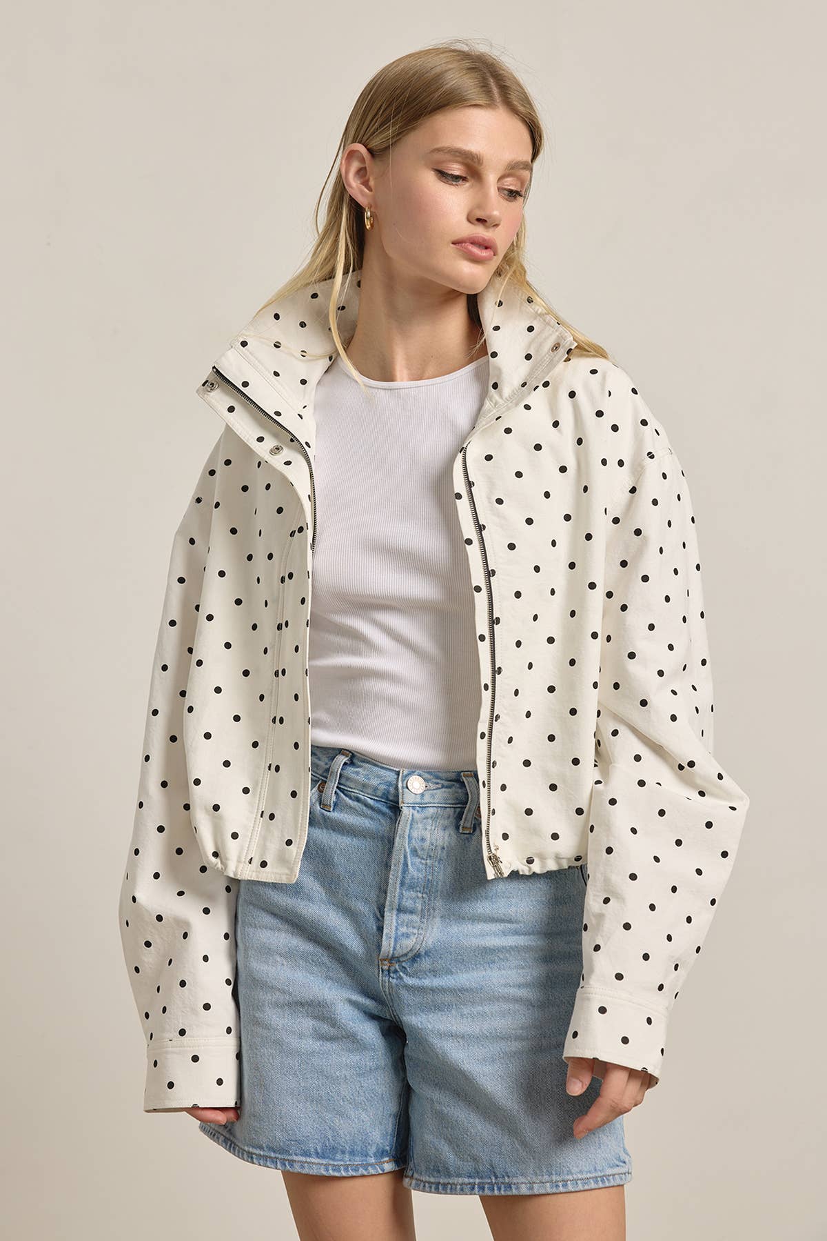 Polka Dot Drawstring Jacket