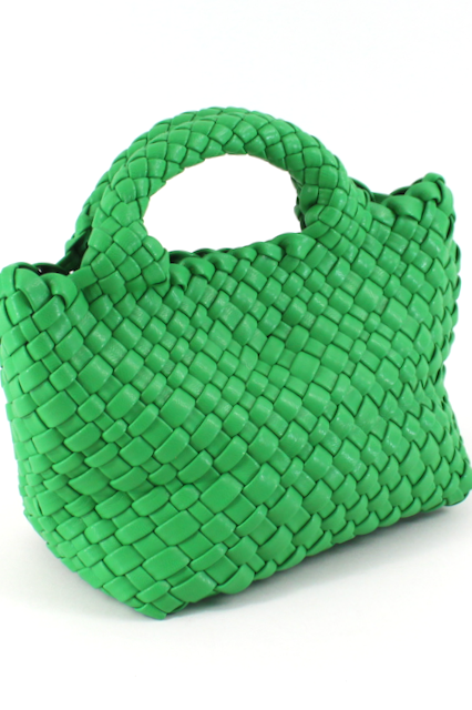 Small Woven Tote Crossbody Bag w/Cosmetic Pouch