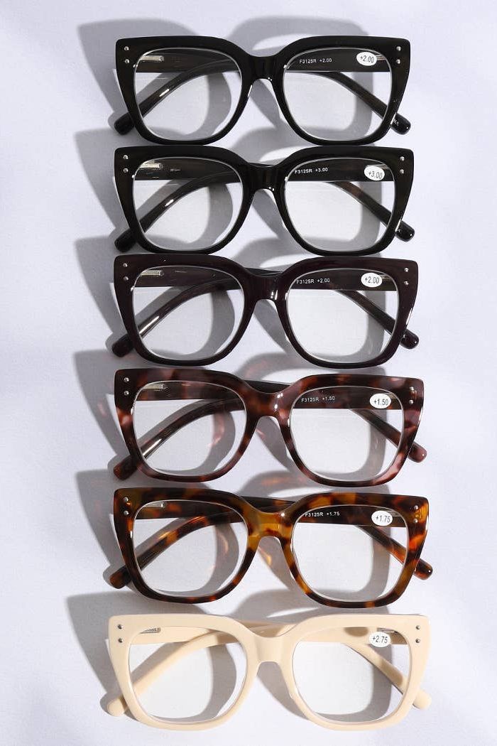 Wide Frame Glitter Side Fashion Reading Glasses