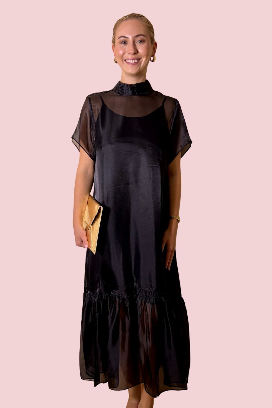 Ruffle Reverie Sheer Organza Tiered Ruffle Midi Dress