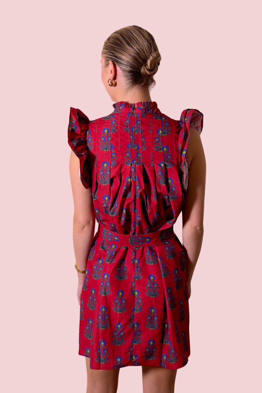 Fall for You Ruffle Sleeve Smocked Neck Dress with Tie Waist