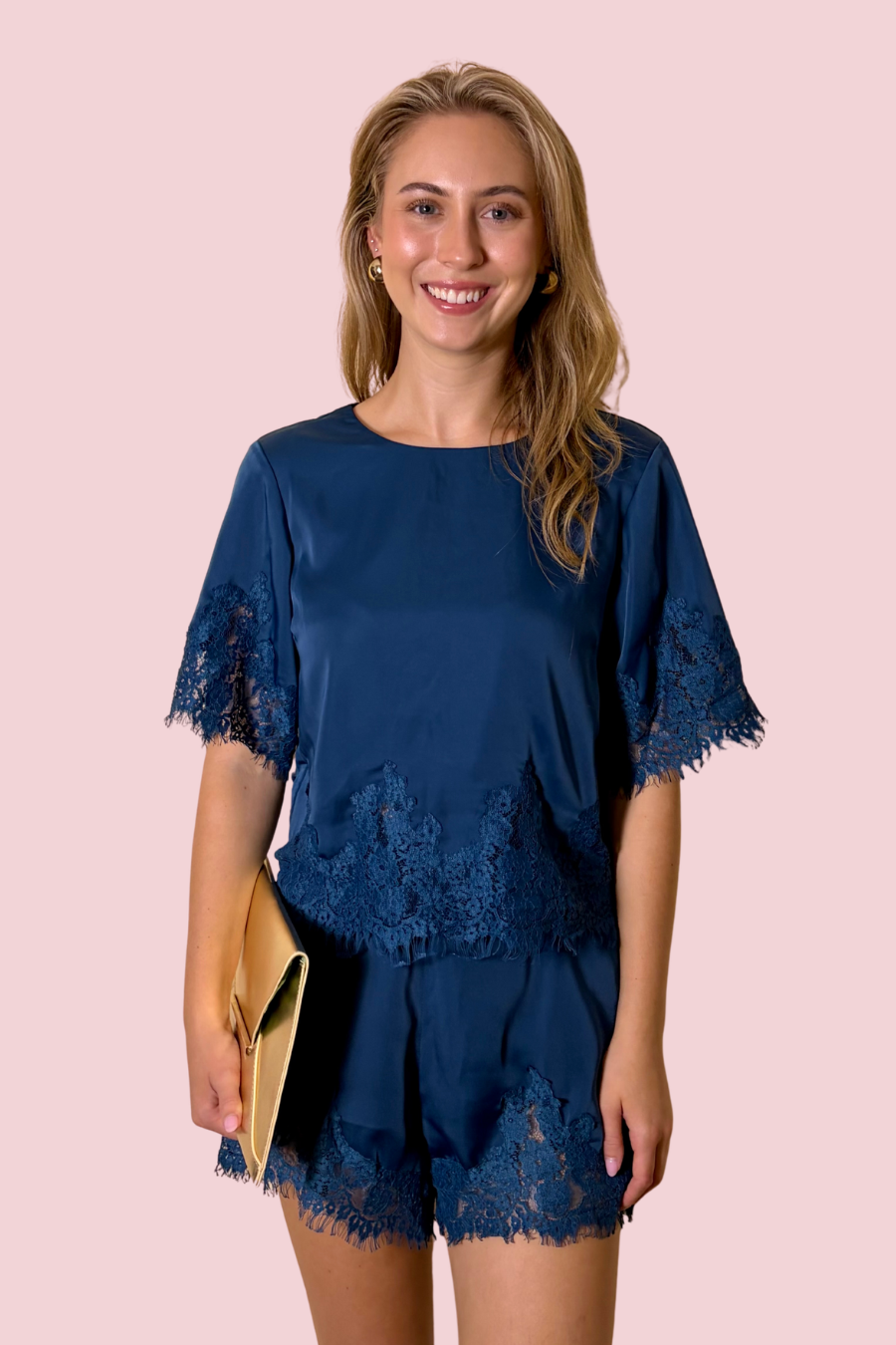 Lace It or Leave It Satin Lace Trim Shorts