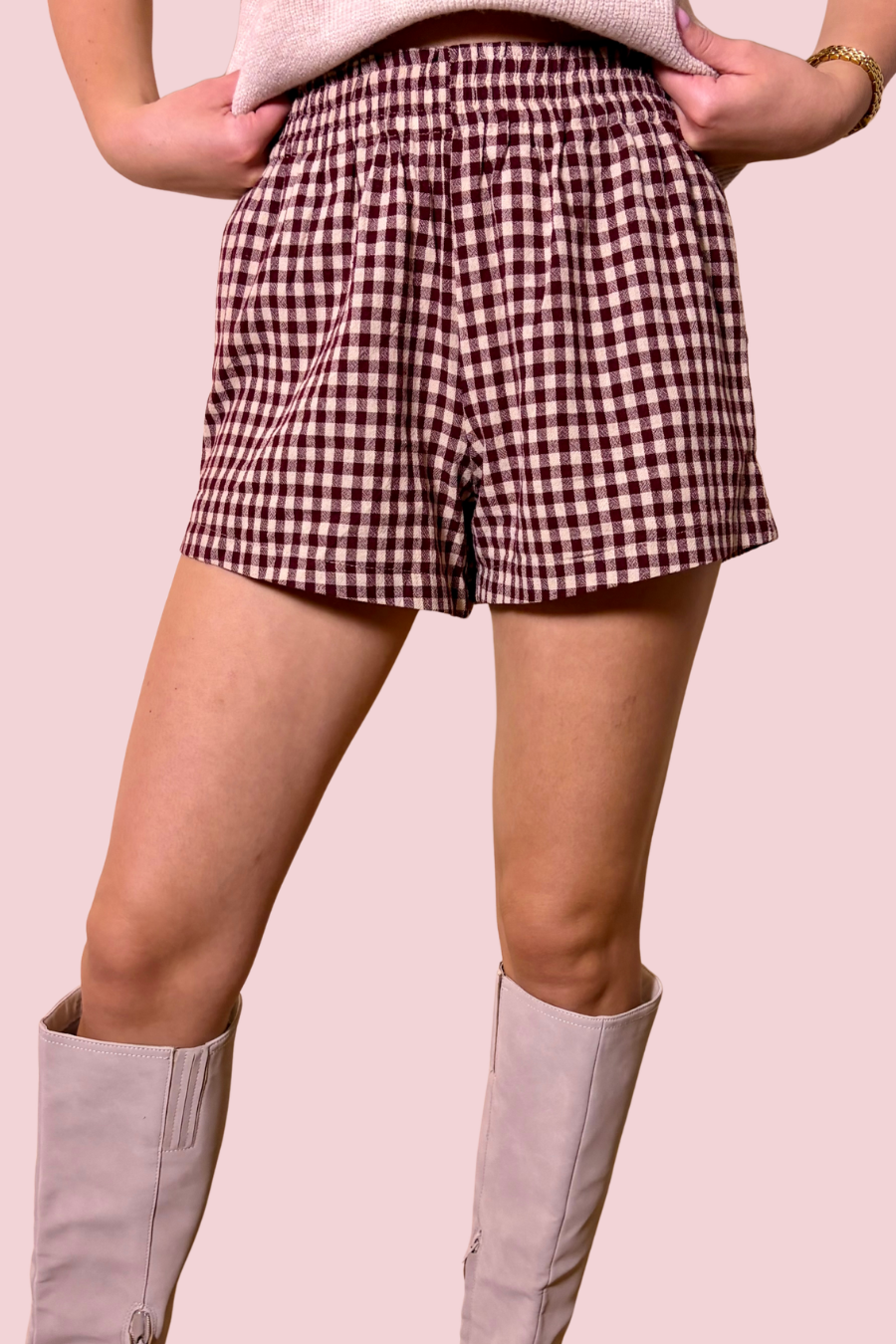 Cozy Crush Gingham Lounge Shorts with Elastic Waist