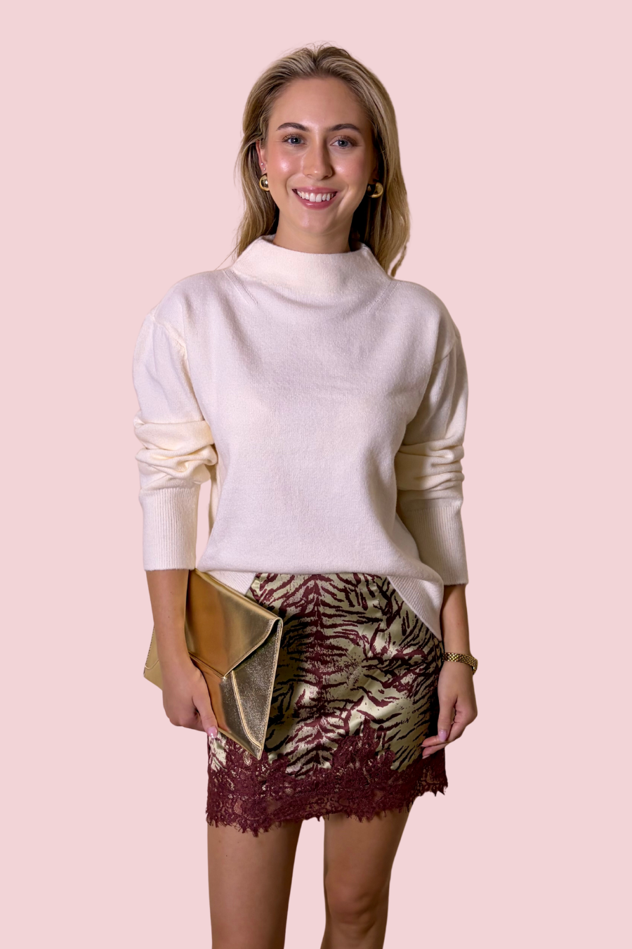 Mane Attraction Animal Print Lace Trim Mini Skirt