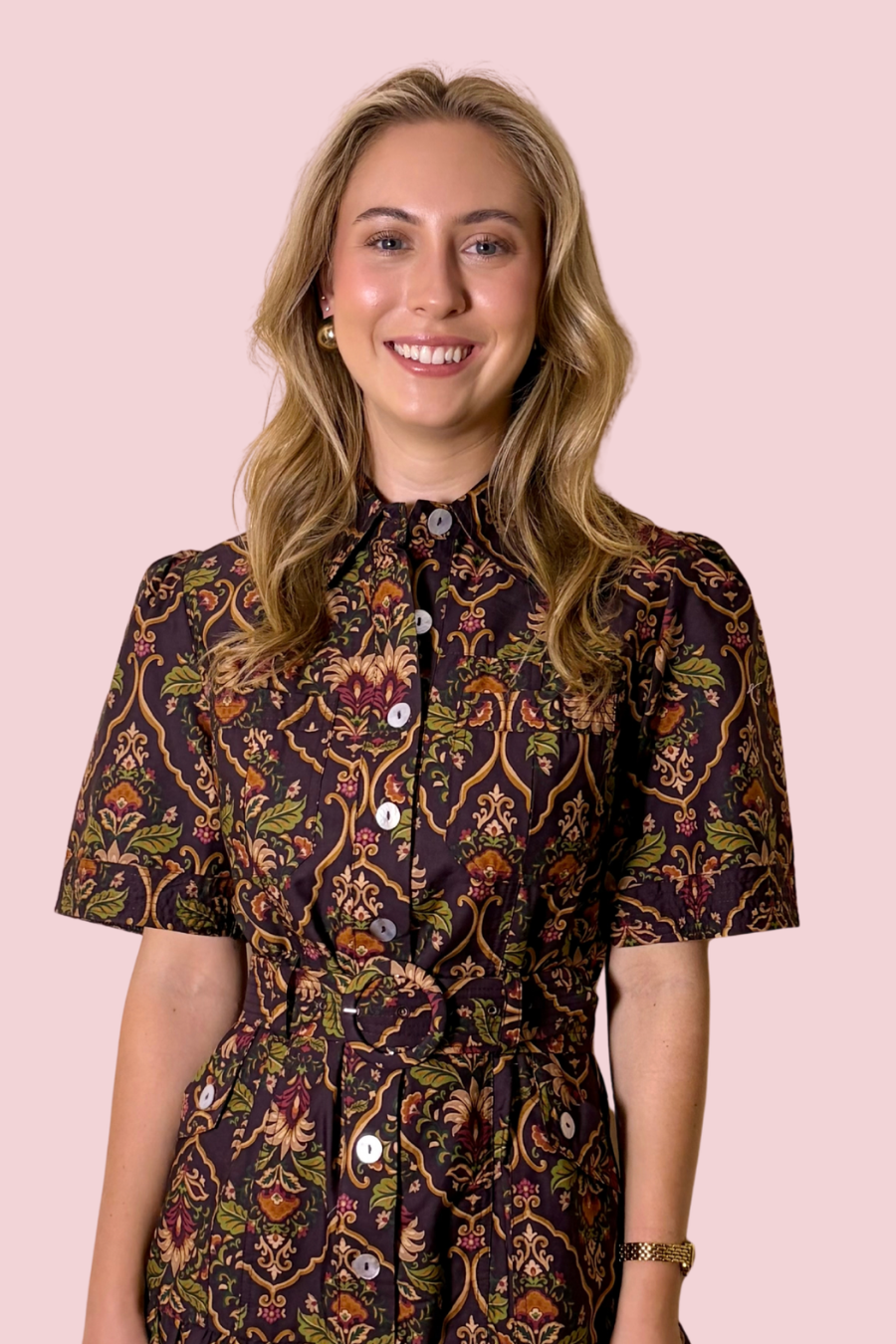 Blooming with Possibility Botanical Print Button-Front Mini Dress