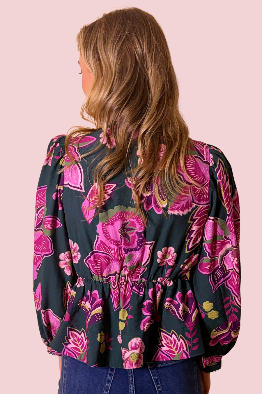 Vine & Dandy V-Neck Balloon Sleeve Floral Top
