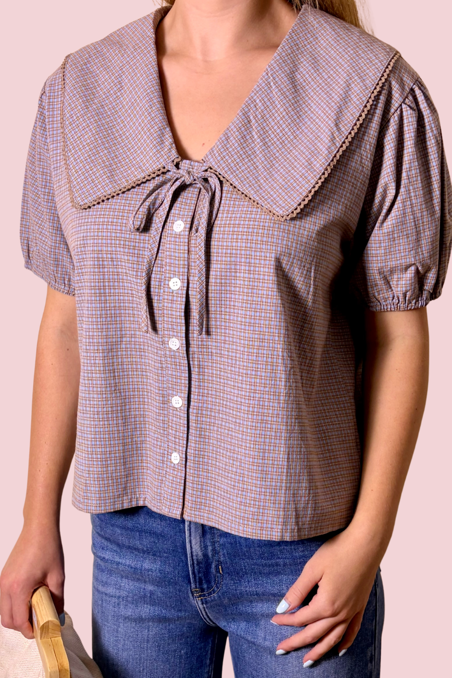 Prim & Proper Plaid Sailor Collar Blouse