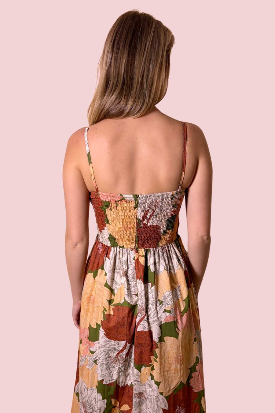 Floral Reverie Adjustable Strap A-Line Dress with Pockets