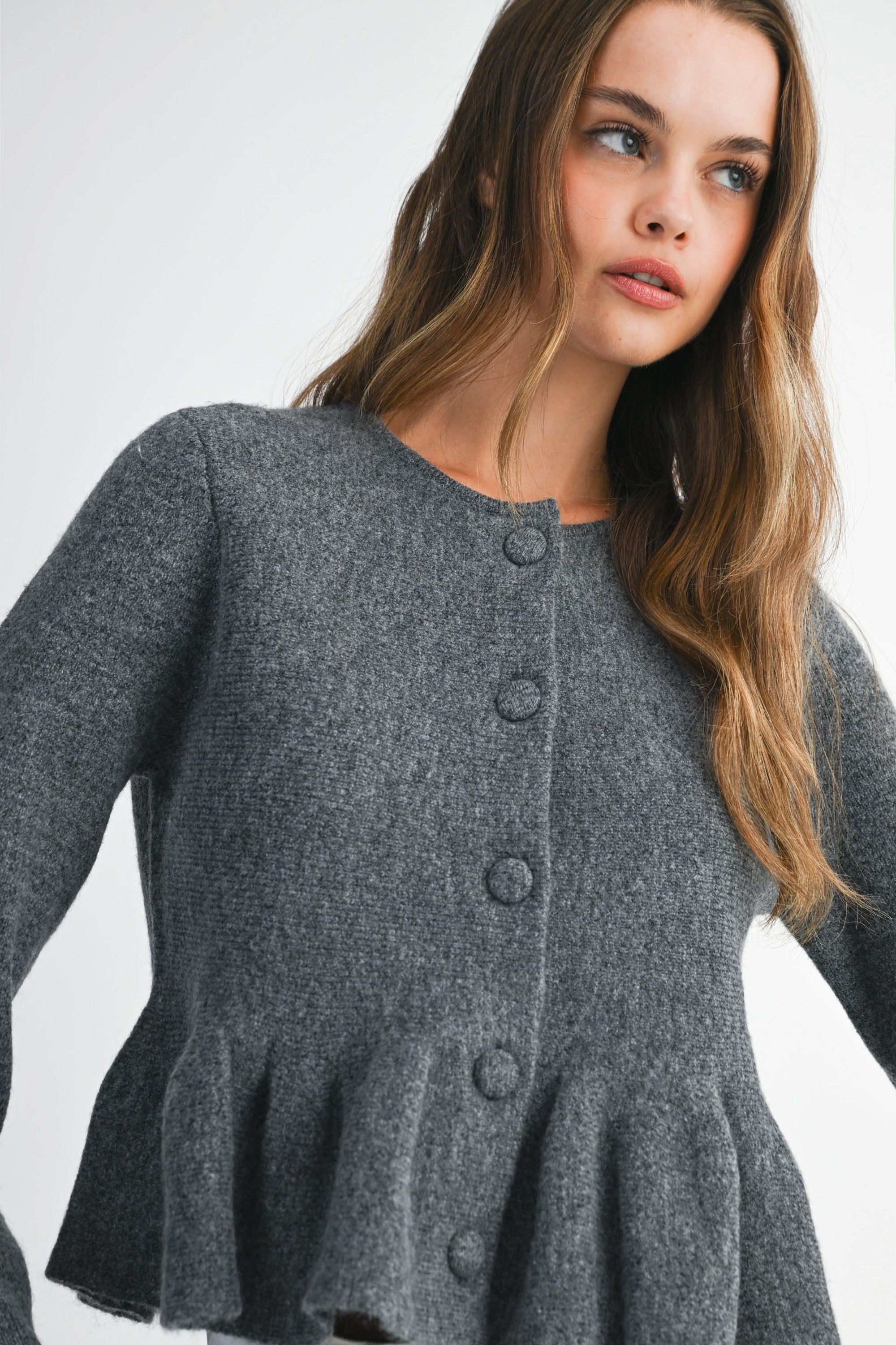 Button Down Long Sleeve Knit Top