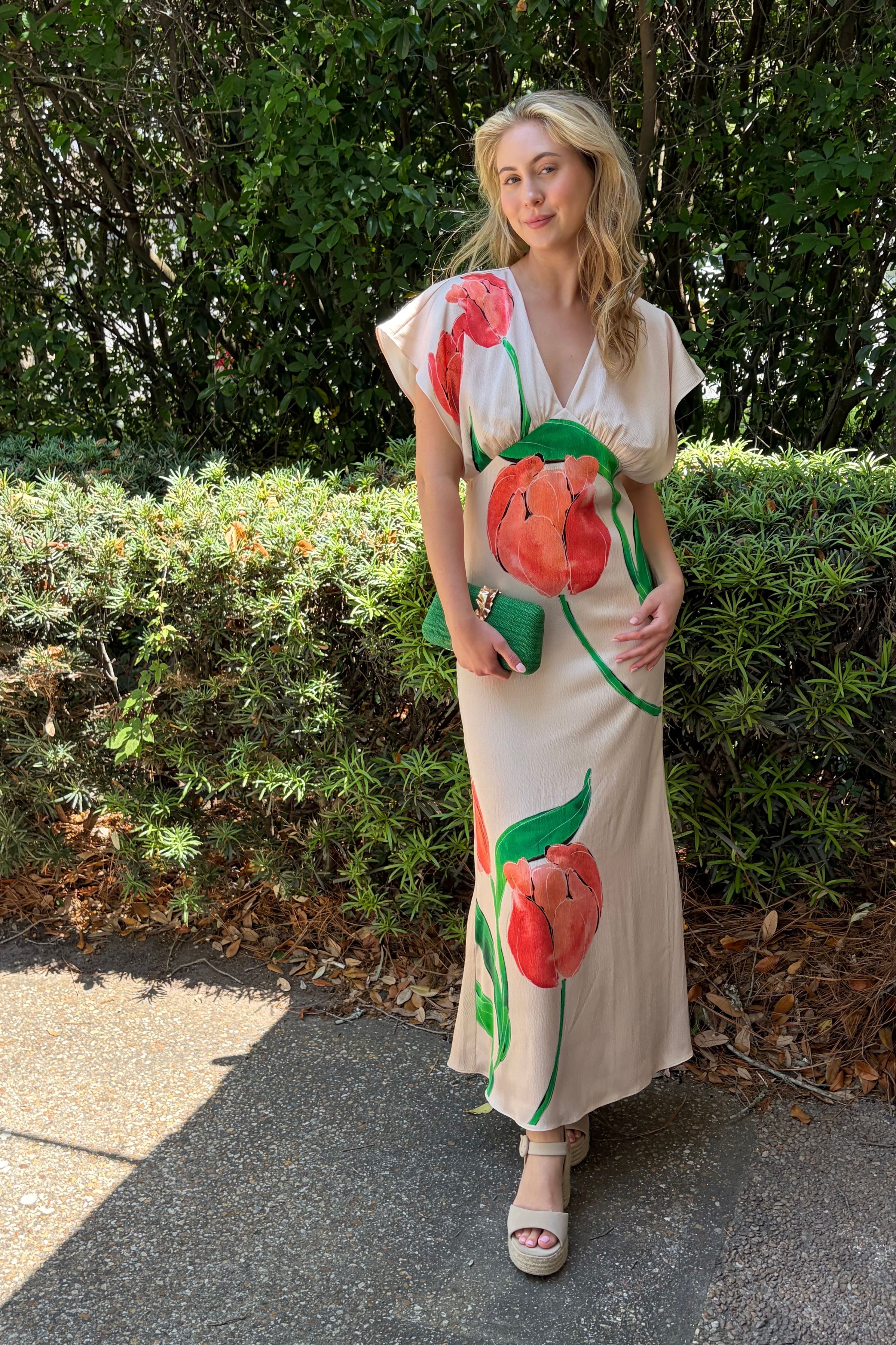 Madelyn Flutter Sleeve Floral Midi Dress