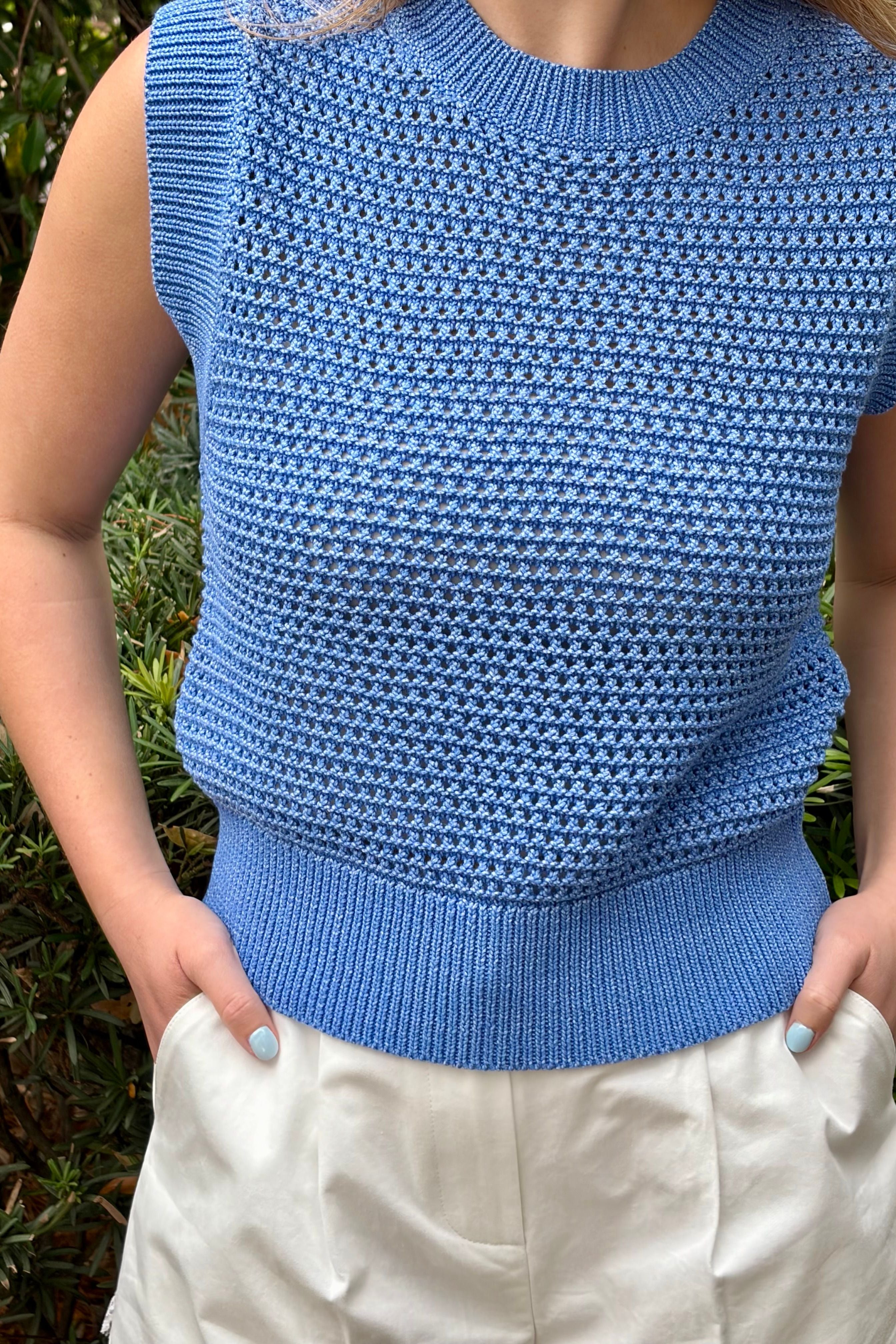 Elevated Knit Sleeveless Textured Knit Top with Structured Fit