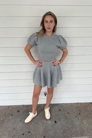 Short Sleeve Knit Top and Skirt Set