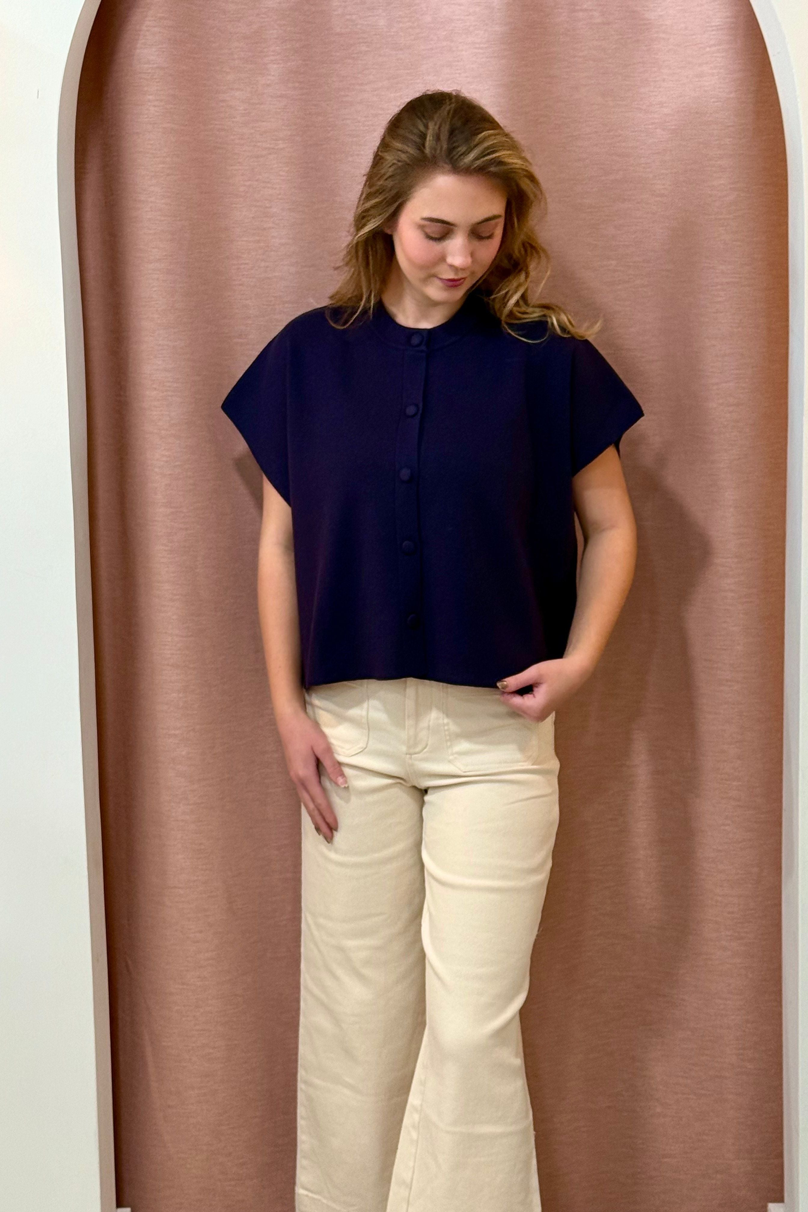 The Margot Structured Button Top
