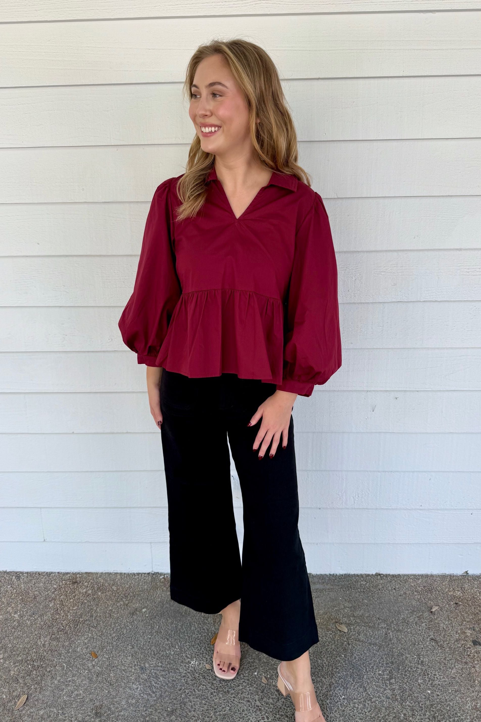 Cici Crimson Blouse
