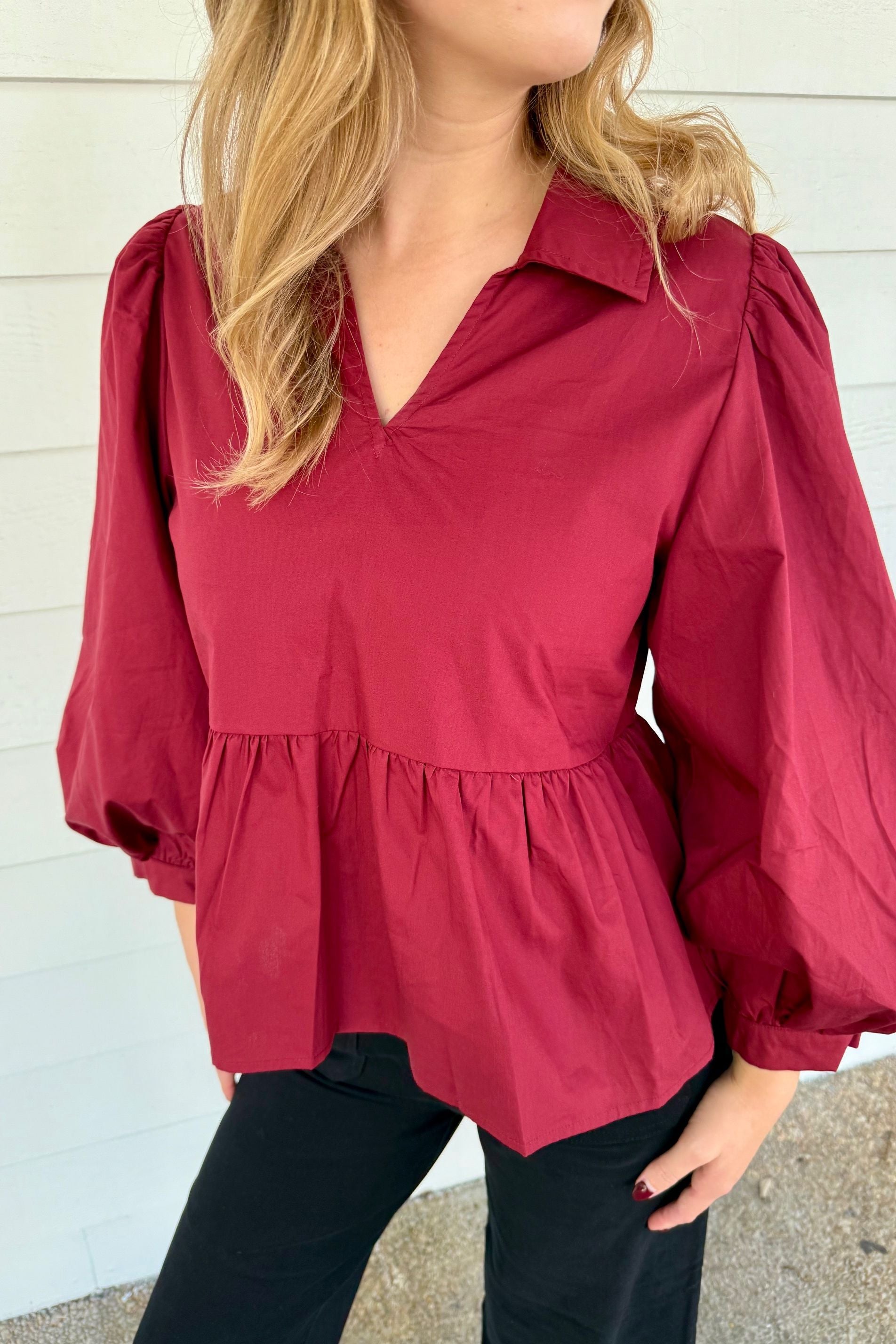 Cici Crimson Blouse