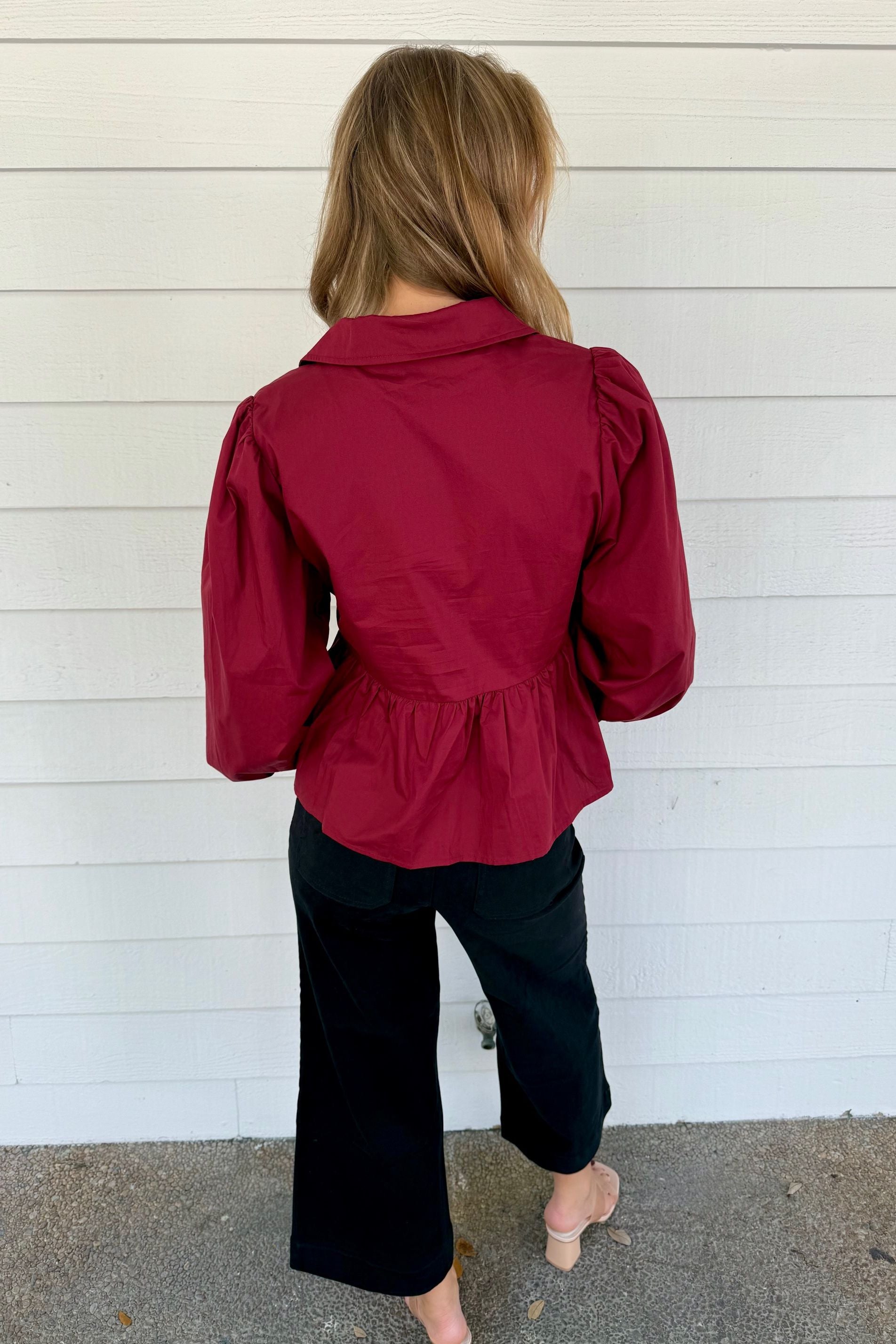 Cici Crimson Blouse